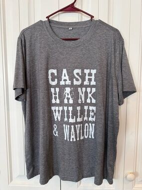 Gray Graphic Short Sleeve Tee with White Band Names